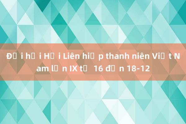 Đại hội Hội Liên hiệp thanh niên Việt Nam lần IX từ 16 đến 18-12